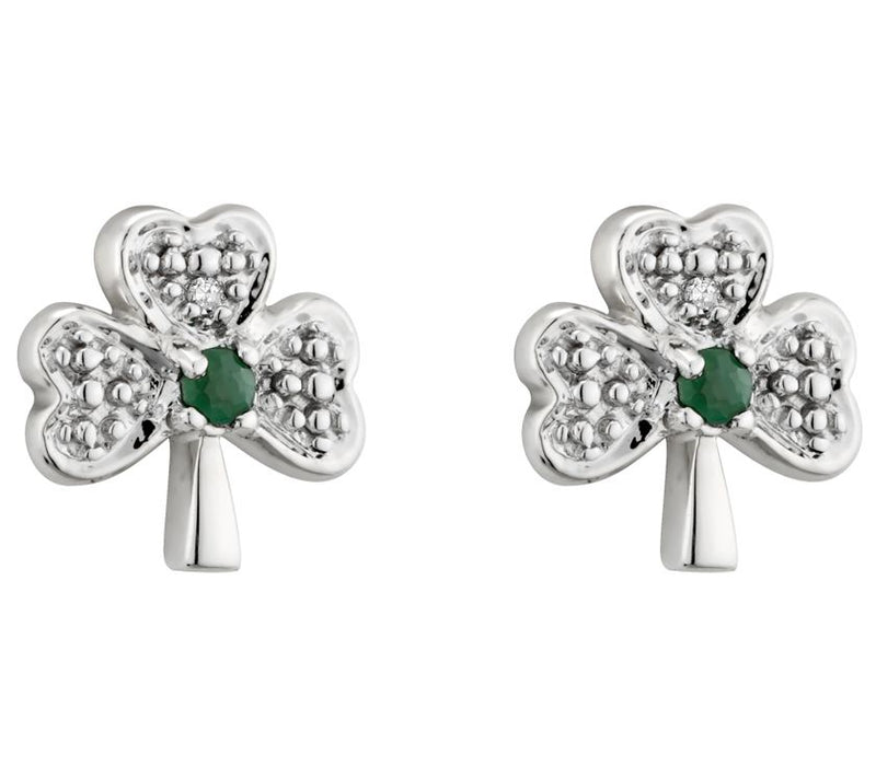 Solvar 14K Gold Emerald & Diamond Accent Shamrock Earrings — Main view