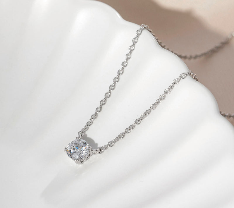 Diamonique Sterling 1.00 cttw Round Solitare Necklace — View 9
