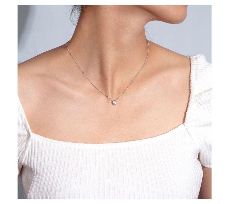 Diamonique Sterling 1.00 cttw Round Solitare Necklace — View 10