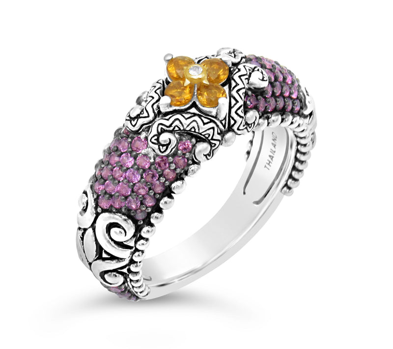 Barbara Bixby S terling Silver/ 18K Gold Gemsto ne Flower Ring — View 7