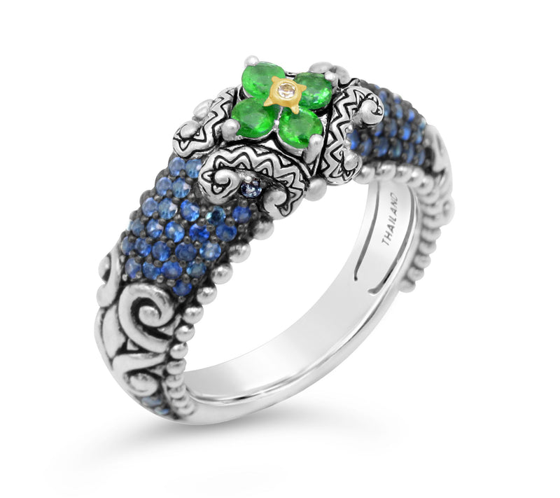 Barbara Bixby S terling Silver/ 18K Gold Gemsto ne Flower Ring — View 5