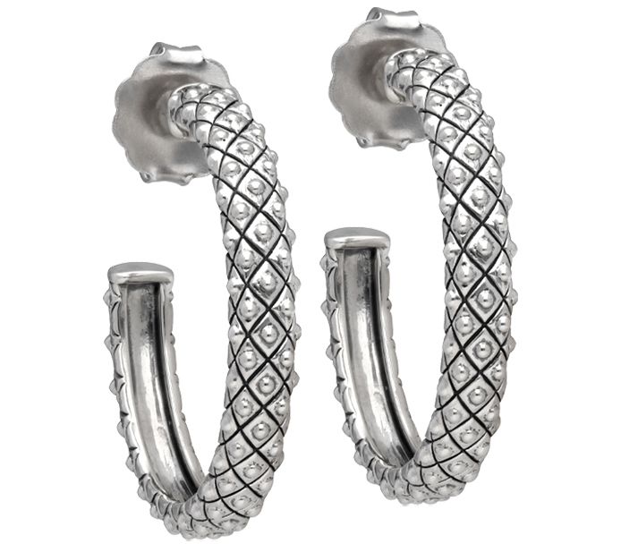 Elyse Ryan Sterling Silver Textured Hoop Earrings — Main view