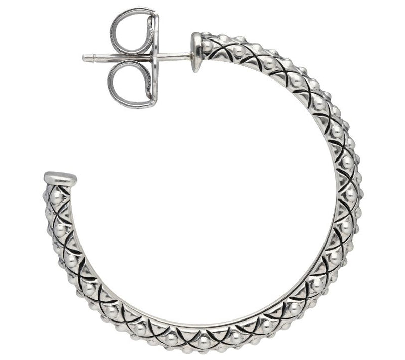 Elyse Ryan Sterling Silver Textured Hoop Earrings — View 2