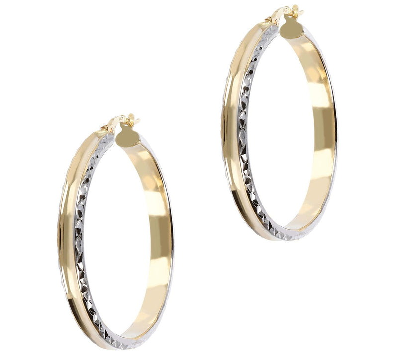 Italian Gold Polished & Diamond Cut 1-1/4" HooEarrings, 14K — Main view