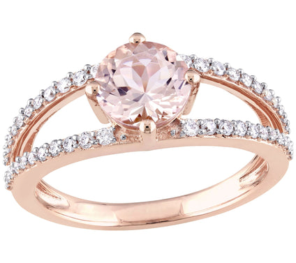 Bellini 14K 1.15 cttw Morganite & 1/4 cttw Diamond Ring