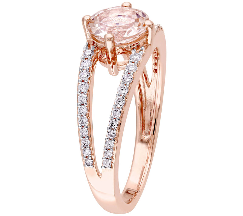 Bellini 14K 1.15 cttw Morganite & 1/4 cttw Diamond Ring — View 2