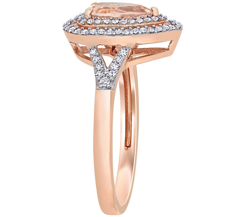 Bellini 14K 0.65 cttw Morganite & 1/4 cttw Diamond Halo Ring — View 2