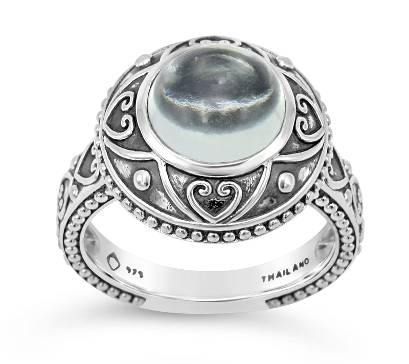 Elyse Ryan Sterling Silver Mint Quartz Heart Scroll Ring — Main view
