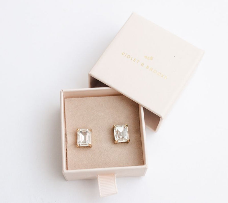 Violet & Brooks 'Everlyn' Emerald Crystal E arrings — View 21