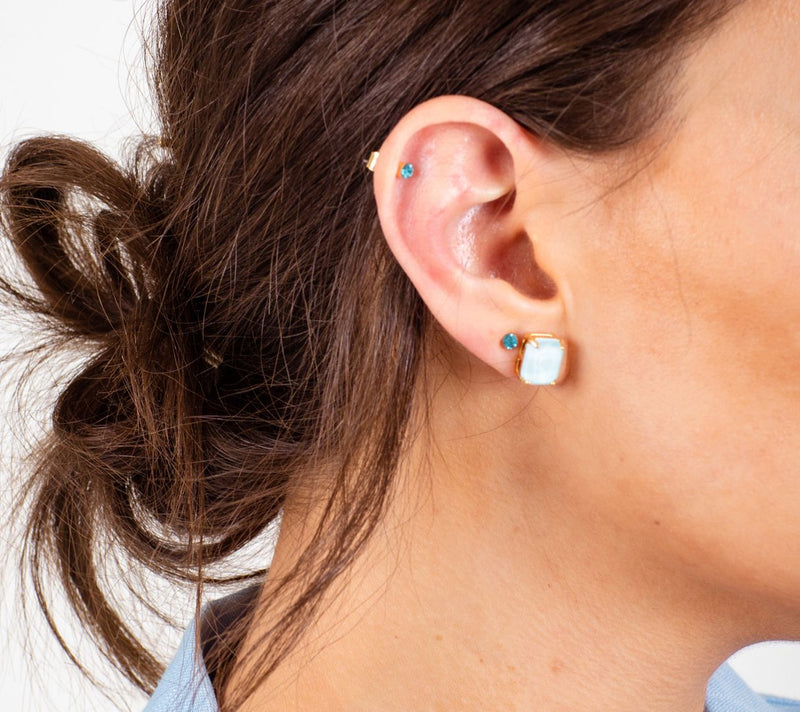 Violet & Brooks 'Everlyn' Emerald Crystal E arrings — View 24