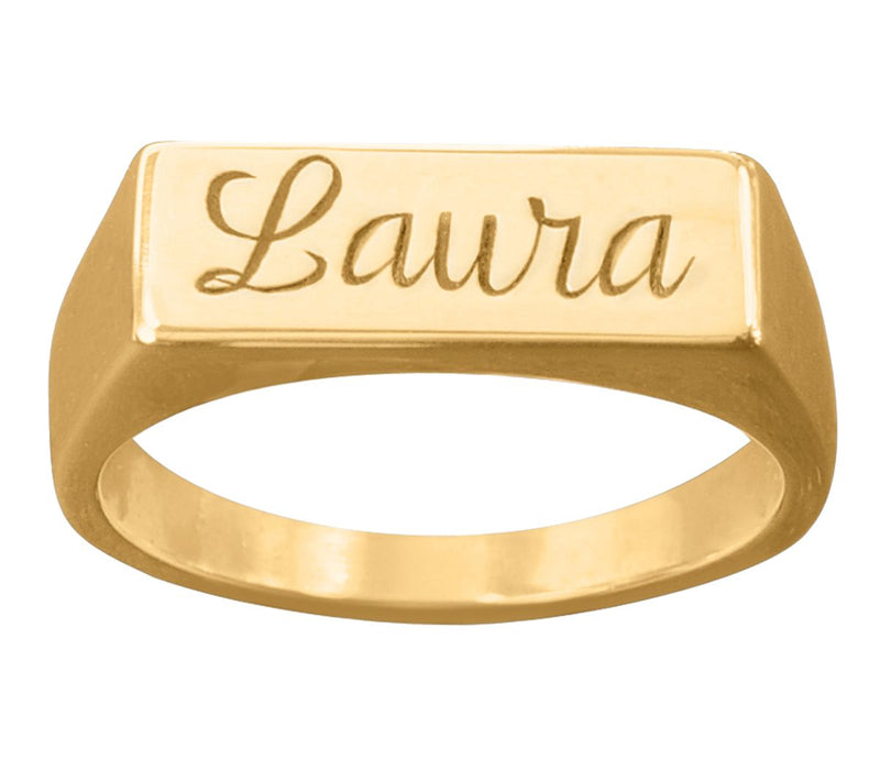14K Gold-Plated Personalized Engraved Name Ring — Main view