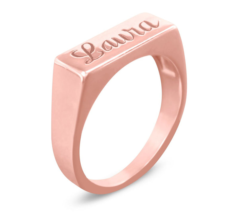14K Rose-Plated Personalized Engraved Name Ring — View 2