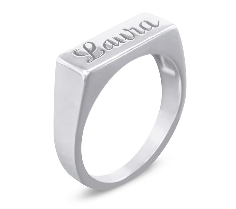 Sterling Silver Personalized Engraved Name Ring — View 2