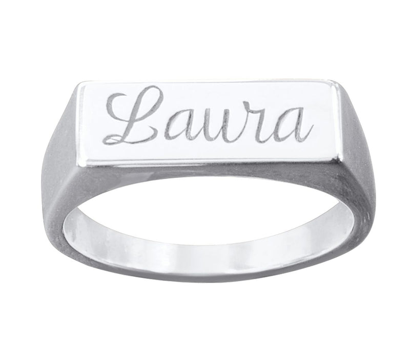 Sterling Silver Personalized Engraved Name Ring — Main view