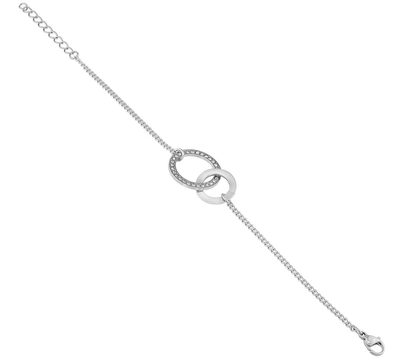 Steel by Design Open Circle Crystal AdjustableBracelet — View 8
