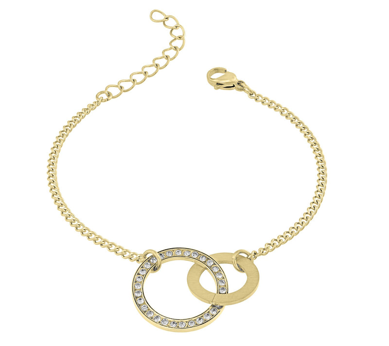 Steel by Design Open Circle Crystal AdjustableBracelet — View 7