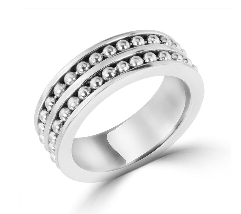Steel by Design Beaded Double Row Ring — View 8