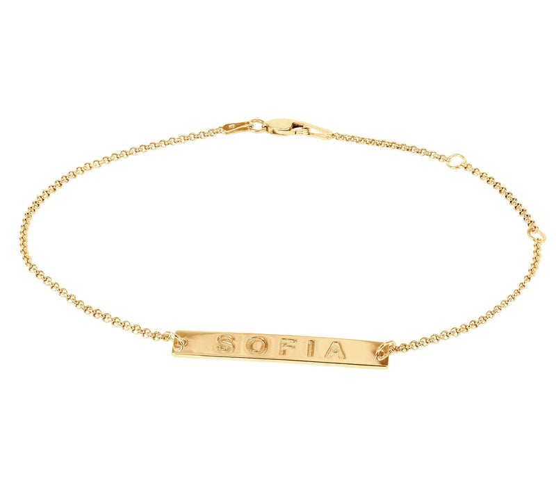 14K Gold-Plated Sterling Personalized Engraved Name Bracelet — Main view