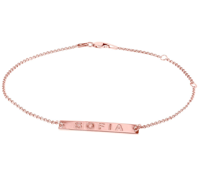 14K Rose-Plated Sterling Personalized Engraved Name Bracelet — Main view