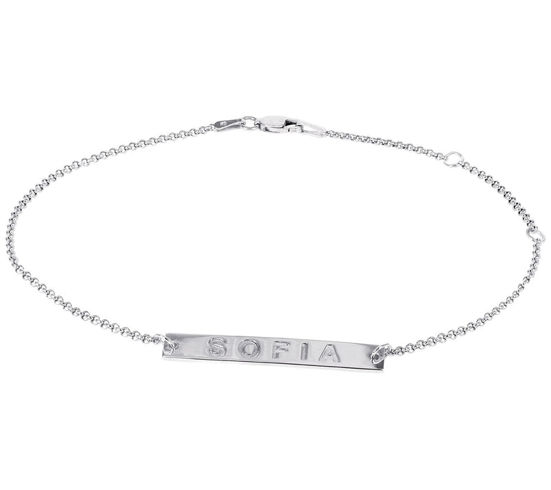 Sterling Silver Personalized E ngraved Name Br acelet — Main view