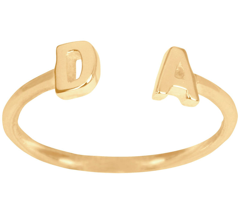 14K Gold-Plated Sterling Personalized Double In itial Ring — Main view