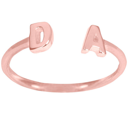 14K Rose-Plated Sterling Personalized Double In itial Ring