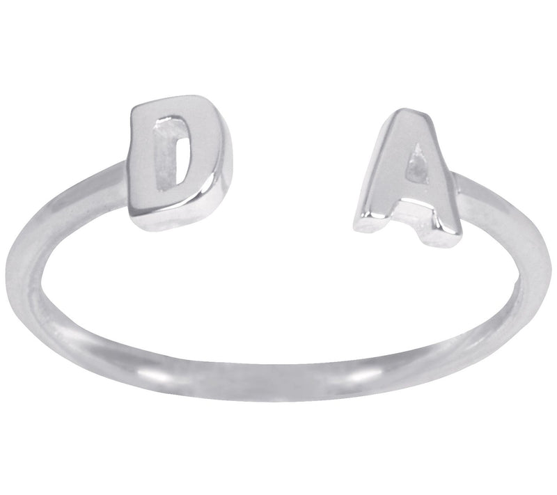 Sterling Silver Personalized Double Initial Rin g — Main view