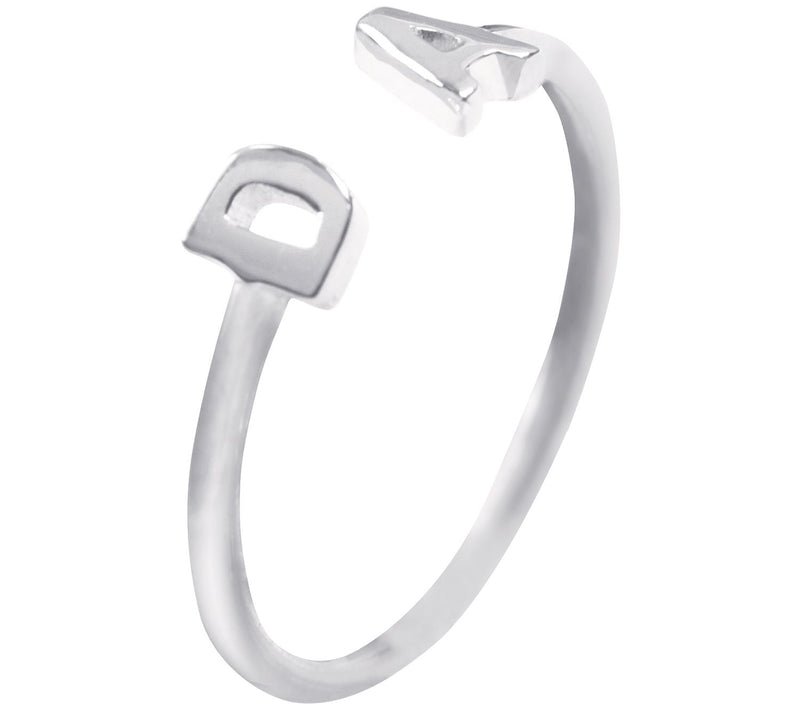 Sterling Silver Personalized Double Initial Rin g — View 2