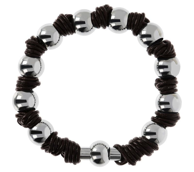 Steel By Design Polished Bead & Leather Knot Bracelet — Main view