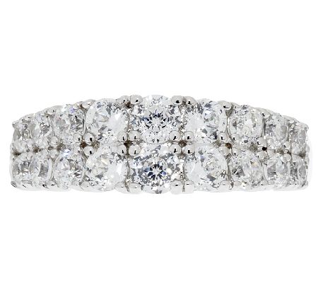 Diamonique 100-Facet Double Row Band Ring, Platinum Clad — View 2