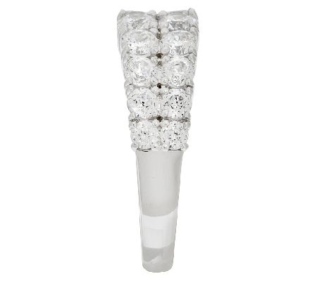 Diamonique 100-Facet Double Row Band Ring, Platinum Clad — View 3
