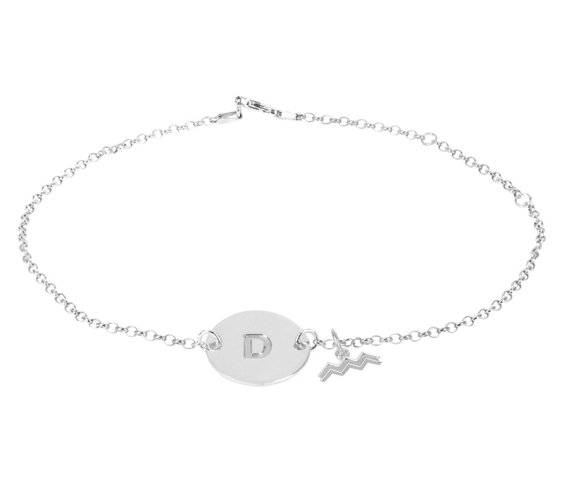 Sterling Silver Personalized Initial & Zodiac C harm Bracelet — Main view