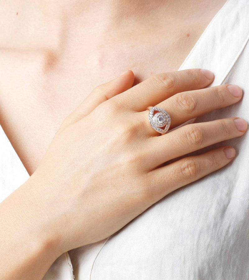Netali Nissim for Diamonique Evil Eye Ring, S t rling Silver — View 10