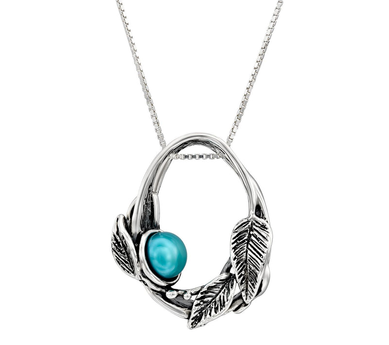 Hagit Sterling Silver Cultured Pearl & Leaf Pendant w/ Chain — View 7