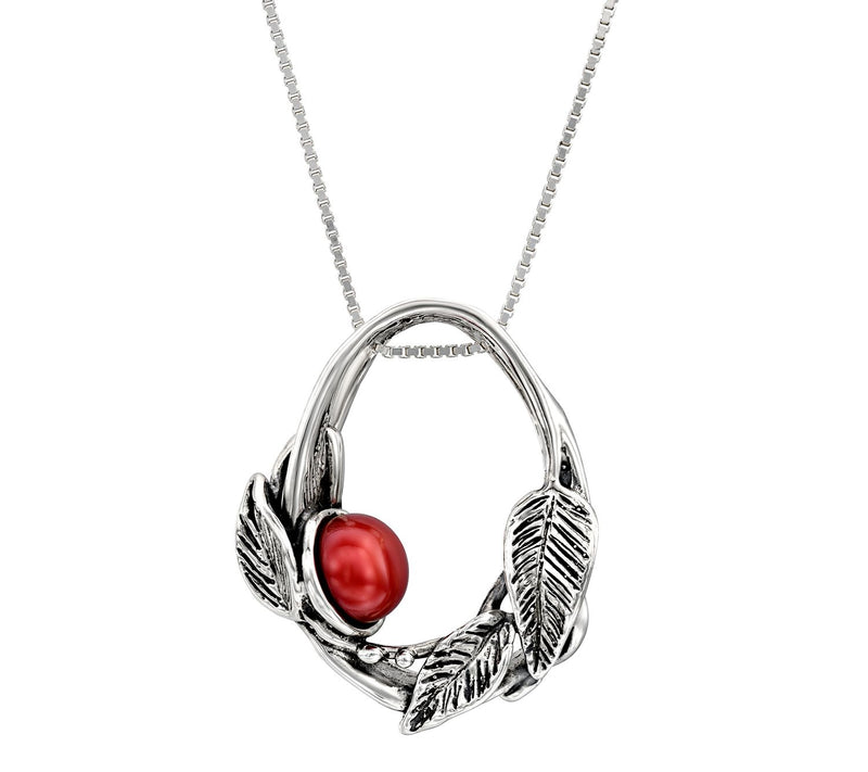 Hagit Sterling Silver Cultured Pearl & Leaf Pendant w/ Chain — Main view