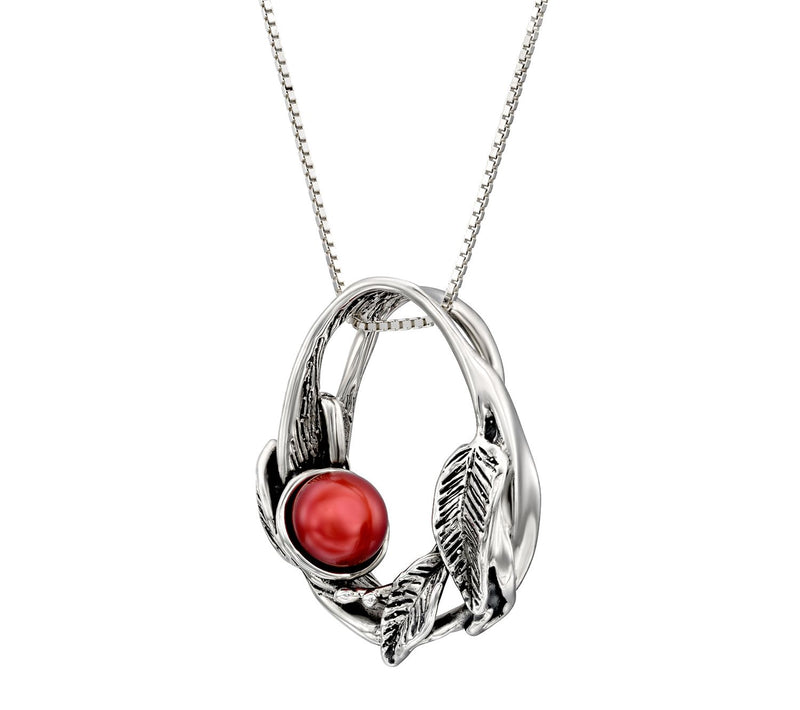 Hagit Sterling Silver Cultured Pearl & Leaf Pendant w/ Chain — View 8