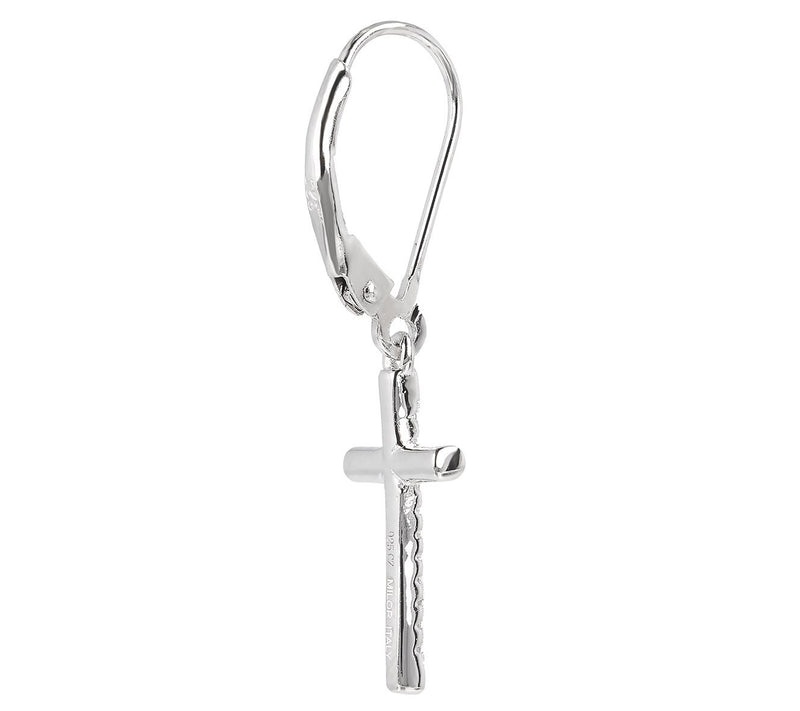 Diamonique Sterling Silver Cross Dangle Lever Back Earrings — View 2