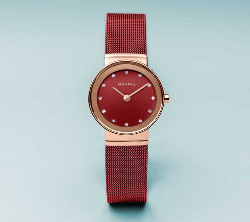 Bering Women's Rosetone Red Swarovski Crystal Watch — View 3