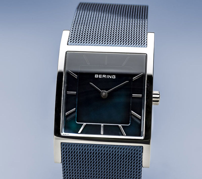 Bering Women's Stainless Blue Mesh Strap Watch — View 2