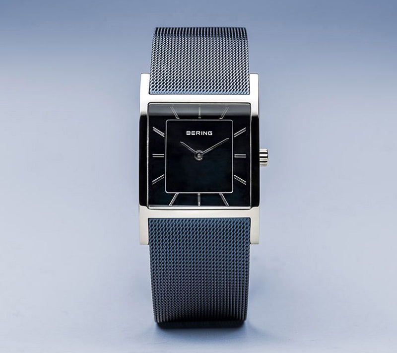 Bering Women's Stainless Blue Mesh Strap Watch — View 3