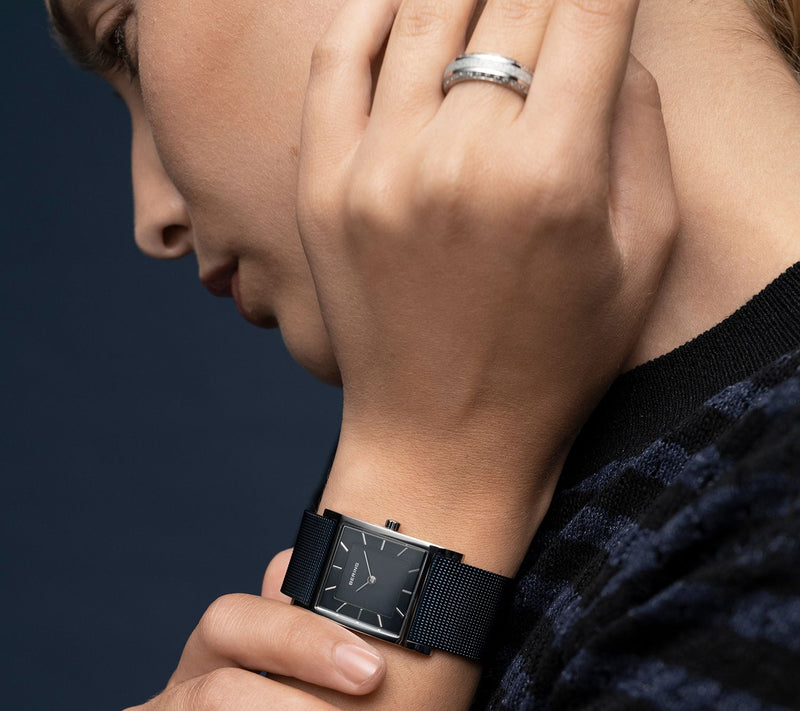 Bering Women's Stainless Blue Mesh Strap Watch — View 6