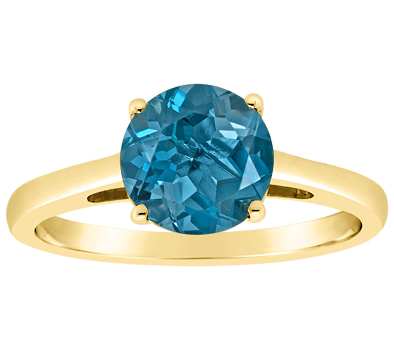 14K Gold 2.20 cttw Round London Blue Topaz Ring — View 5