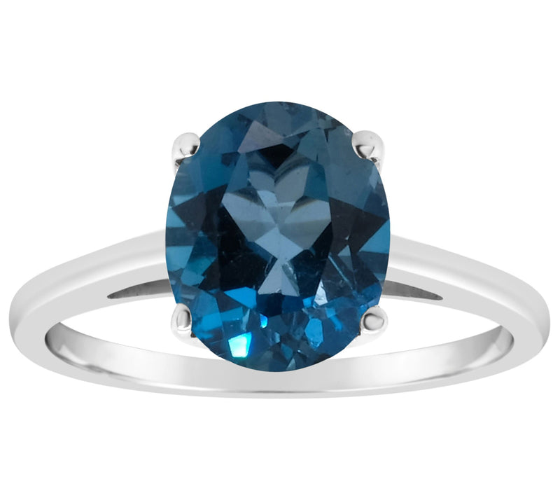 14K Gold 3.20 cttw Oval London Blue Topaz Ring — View 3