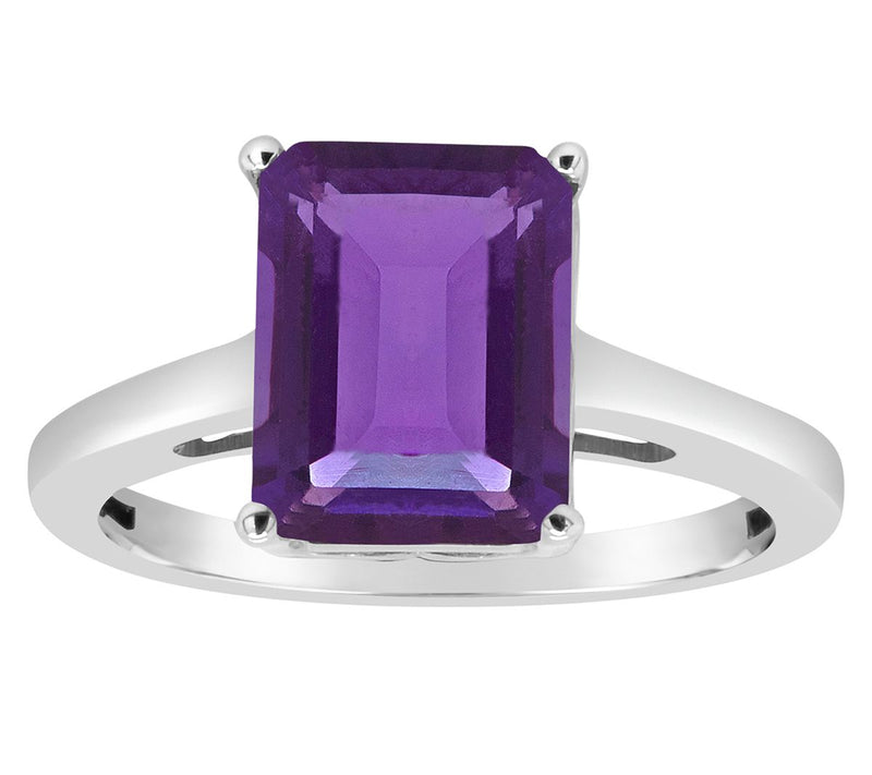 14K Gold Emerald Cut 2.80 cttw Amethyst Gemston e Ring — View 3