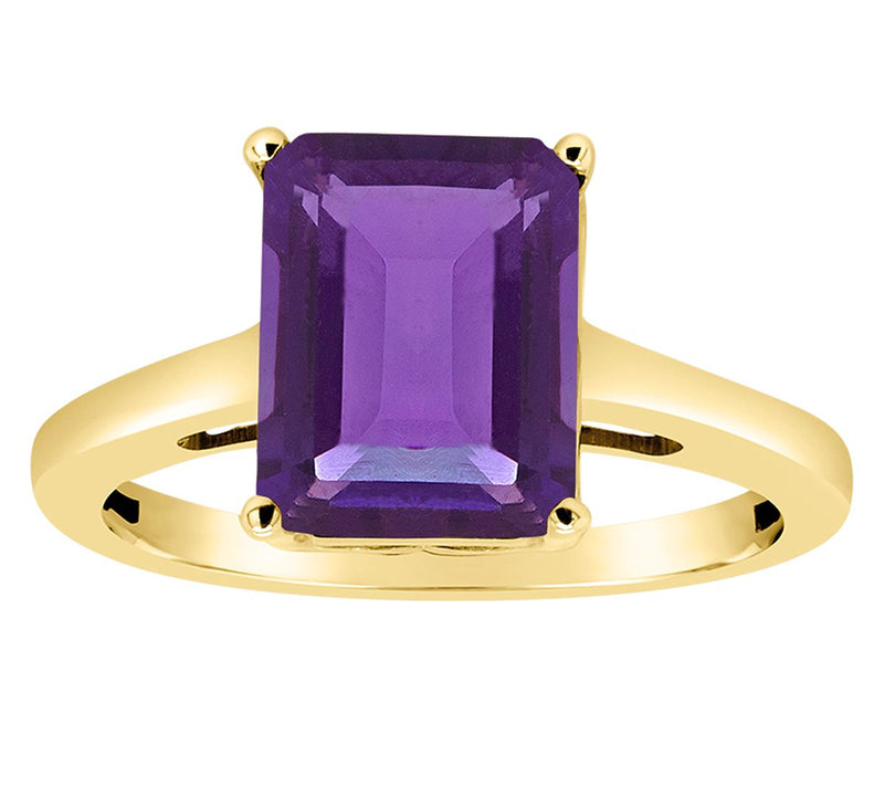 14K Gold Emerald Cut 2.80 cttw Amethyst Gemston e Ring — View 5