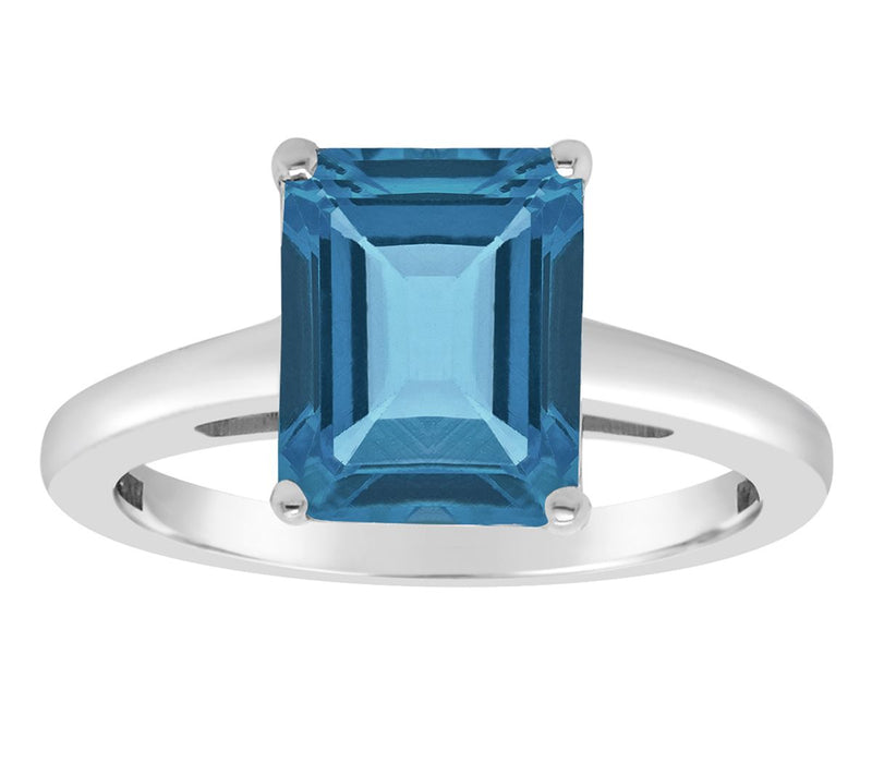 14K Gold Emerald Cut 3.80 cttw London Blue Topaz Gemstone Ring — Main view
