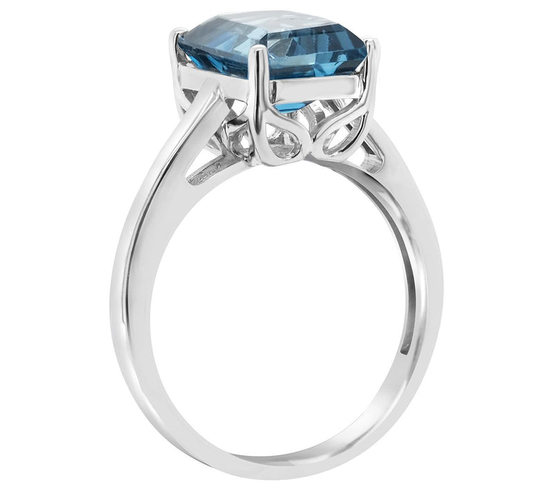 14K Gold Emerald Cut 3.80 cttw London Blue Topaz Gemstone Ring — View 6