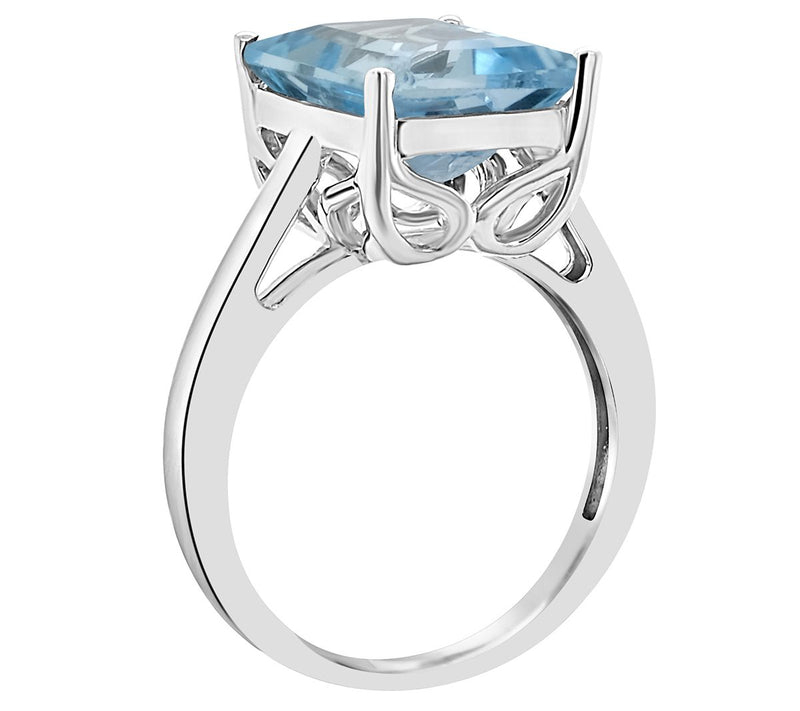 14K Gold Emerald Cut 3.80 cttw Sky Blue Topaz Ring — View 6