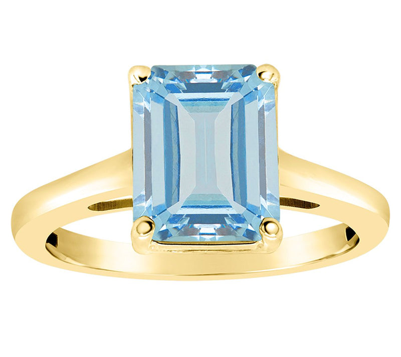 14K Gold Emerald Cut 3.80 cttw Sky Blue Topaz Ring — View 5