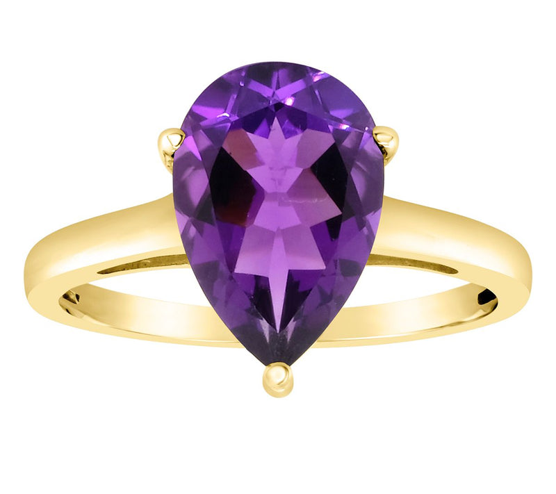 14K Gold Pear Shaped 2.50 cttw Amethyst Gemstone Ring — View 5